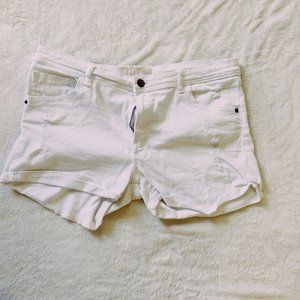 H&G Women White Denim Shorts Distressed Patriotic